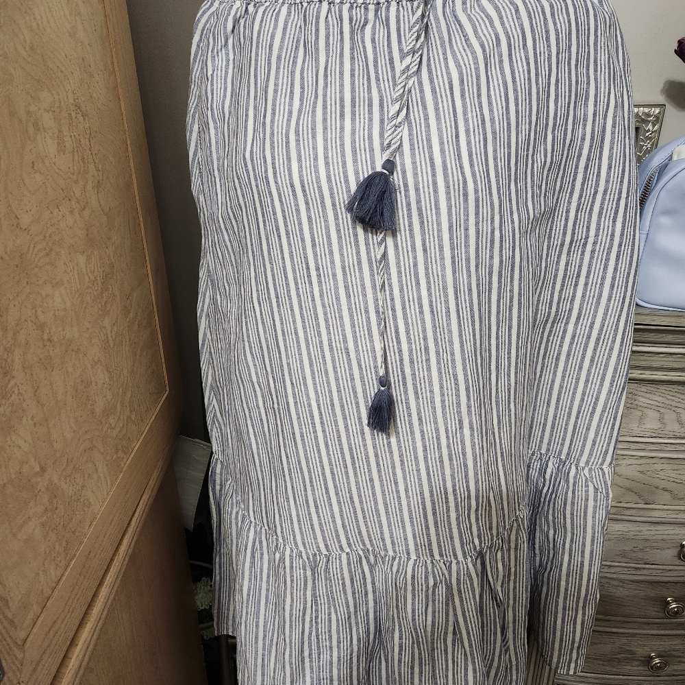 Talbots Strip Blue/White Long Skirt